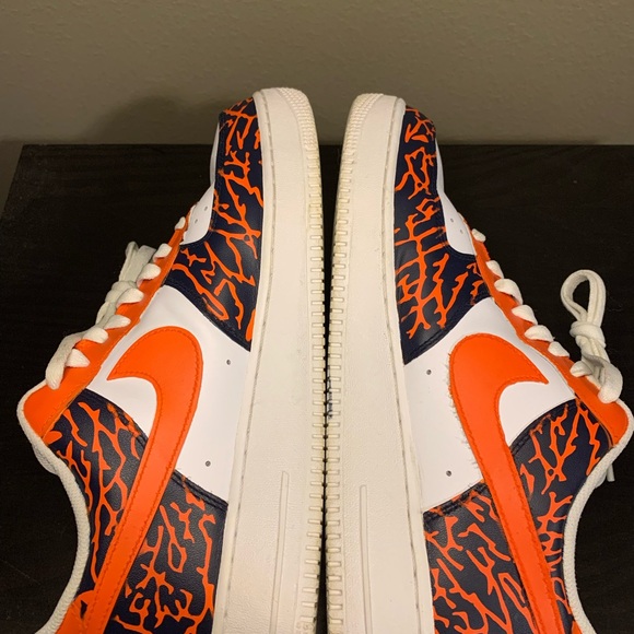 Nike Air Force 1 '07 Low, CW2288-111, Custom Orange Navy Blue, Men's Size 13 - Picture 7 of 11